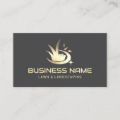 Modern Gold Lawn Care Logo Landscaping Service 名刺 (正面)
