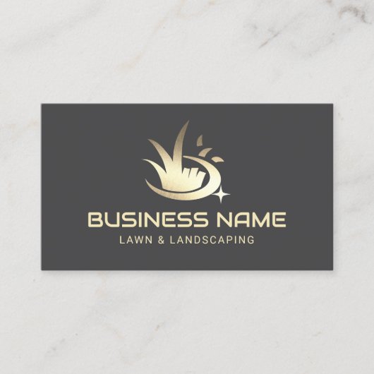 Modern Gold Lawn Care Logo Landscaping Service 名刺 (正面)