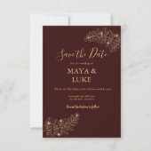 Modern Gold leaves Deep Burguny  セーブザデート (正面)