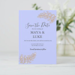 Modern Gold leaves Lavender colour セーブザデート