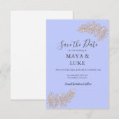 Modern Gold leaves Lavender colour セーブザデート (正面/裏面)