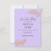 Modern Gold leaves Lilac colour  セーブザデート (正面)