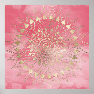 Modern  gold mandala ポスター
