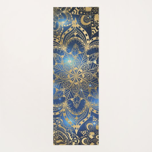Modern Gold Mandala Blue Nebula Custom Name ヨガマット (裏面)