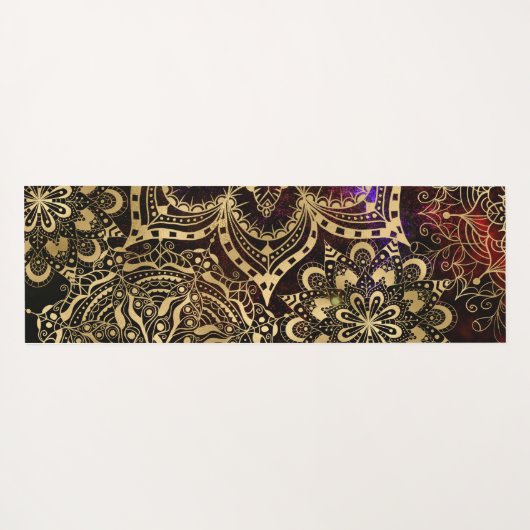 Modern Gold Mandala Pattern Custom Name ヨガマット (裏面(横))