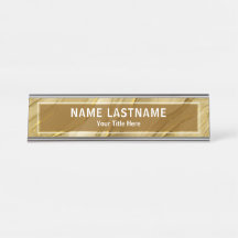Modern Gold Marble Sign for Business & Office Desk