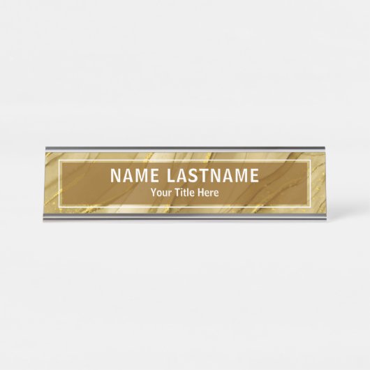 Modern Gold Marble Sign for Business & Office Desk デスクネームプレート (正面)