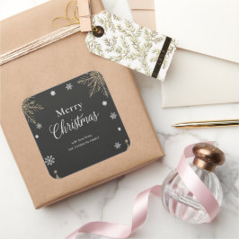 Modern Gold Merry Christmas Holiday Sticker スクエアシール