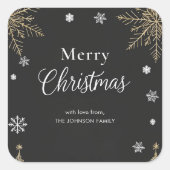 Modern Gold Merry Christmas Holiday Sticker スクエアシール (正面)