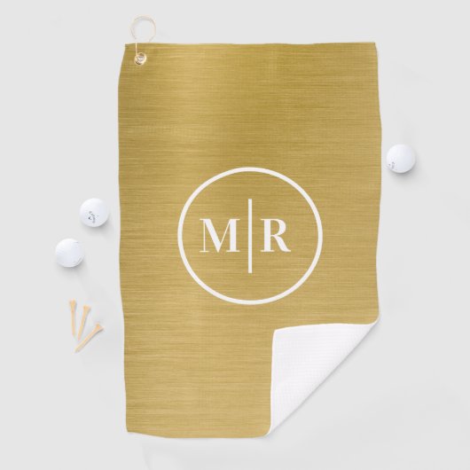 Modern Gold Metallic Monogram Golf ゴルフタオル (インサイチュ)