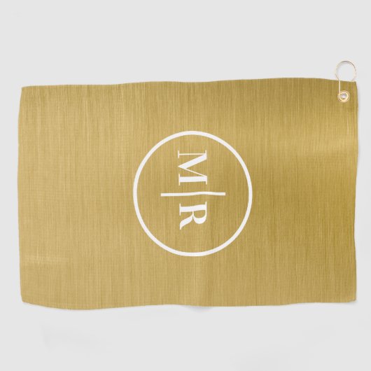 Modern Gold Metallic Monogram Golf ゴルフタオル (横)