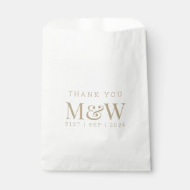 Modern Gold Monogram White Wedding Thank You  フェイバーバッグ