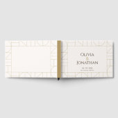 Modern Gold Ornaments Cream Wedding ゲストブック (全面)