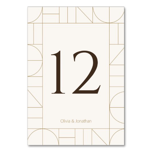 Modern Gold Ornaments Cream Wedding テーブルナンバー (正面)