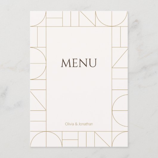 Modern Gold Ornaments Cream Wedding メニュー (正面)