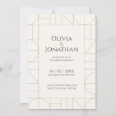 Modern Gold Ornaments Cream Wedding 招待状 (正面)