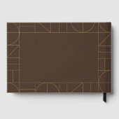 Modern Gold Ornaments Dark Brown Wedding ゲストブック (裏面)