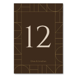 Modern Gold Ornaments Dark Brown Wedding テーブルナンバー