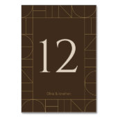 Modern Gold Ornaments Dark Brown Wedding テーブルナンバー (正面)