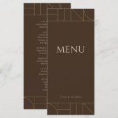 Modern Gold Ornaments Dark Brown Wedding メニュー (正面/裏面)