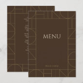 Modern Gold Ornaments Dark Brown Wedding メニュー (正面/裏面)
