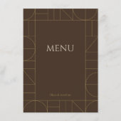 Modern Gold Ornaments Dark Brown Wedding メニュー (正面)