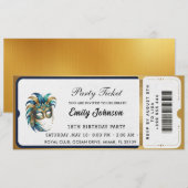 Modern gold party ticket invitations  招待状 (正面/裏面)