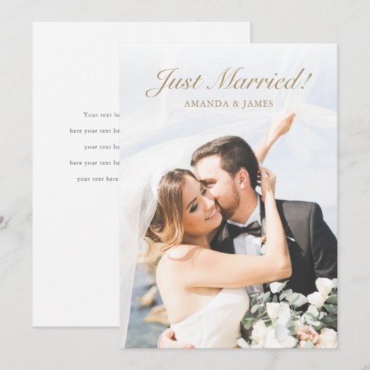 Modern Gold Photo Elopement 案内状 (正面/裏面)