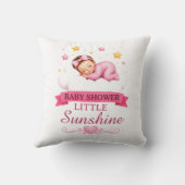 Modern Gold Pink Stars Little Sunshine Baby Shower クッション (裏面)