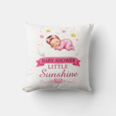 Modern Gold Pink Stars Little Sunshine Baby Shower クッション (正面)