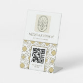 Modern Gold QR Code Pedestal Sign 台座サイン (正面)