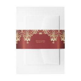 Modern Gold Red Floral 招待状ベリーバンド