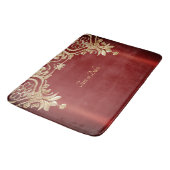 Modern Gold Red Floral Bath Mat バスマット (アングル)