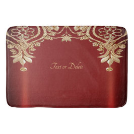 Modern Gold Red Floral Bath Mat バスマット