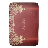 Modern Gold Red Floral Bath Mat バスマット (正面縦)