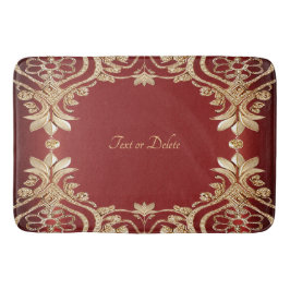 Modern Gold Red Floral Bath Mat バスマット