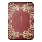 Modern Gold Red Floral Bath Mat バスマット (正面縦)