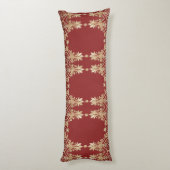 Modern Gold Red Floral Body Pillow ボディピロー (裏面 (縦))