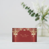 Modern Gold Red Floral Business Card 名刺 (スタンド正面)