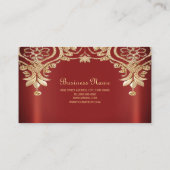 Modern Gold Red Floral Business Card 名刺 (裏面)