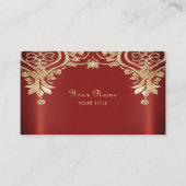 Modern Gold Red Floral Business Card 名刺 (正面)