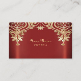 Modern Gold Red Floral Business Card 名刺