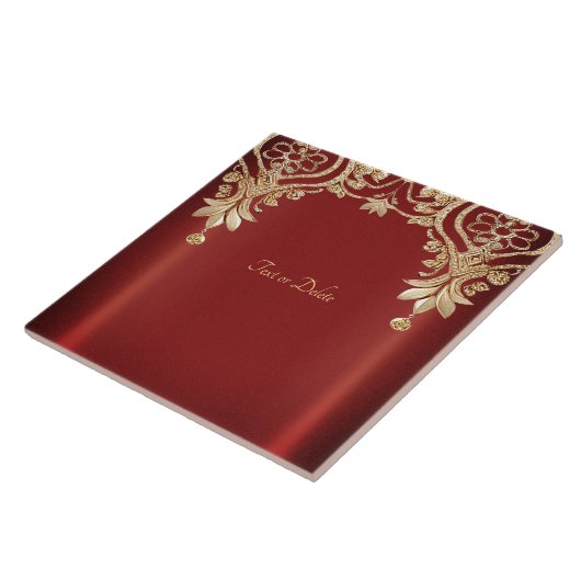Modern Gold Red Floral Ceramic Tile タイル (側面)