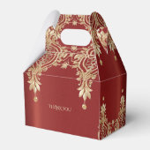 Modern Gold Red Floral Favor Box フェイバーボックス (裏面サイド)