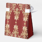 Modern Gold Red Floral Favor Box フェイバーボックス (裏面サイド)