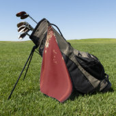 Modern Gold Red Floral Golf Towel ゴルフタオル (グリーン)