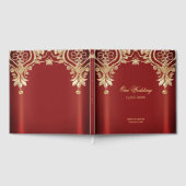 Modern Gold Red Floral Guest Book ゲストブック (全面)