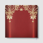 Modern Gold Red Floral Guest Book ゲストブック (裏面)