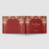 Modern Gold Red Floral Guest Book ゲストブック (全面)