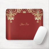 Modern Gold Red Floral Mousepad マウスパッド (マウス)